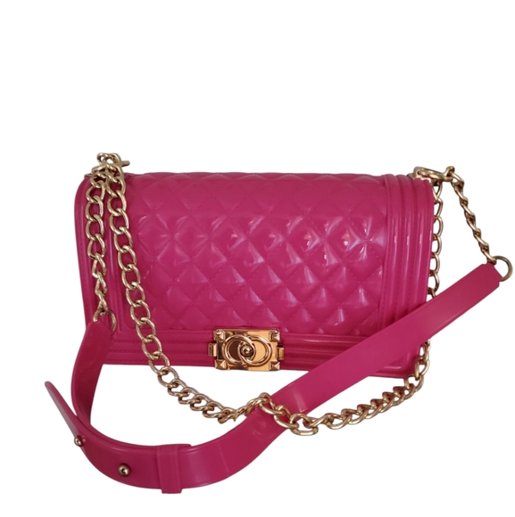 Handbags - Hot Pink Jelly Chain Bag